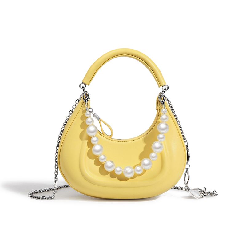 Jeulia Pearl Decor Chain Hobo Bag Top Handle Bag Mini Crescent Bag 2