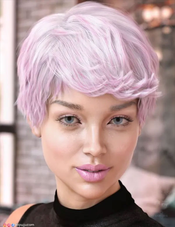 Pixie-Schnitt-rosa Haar