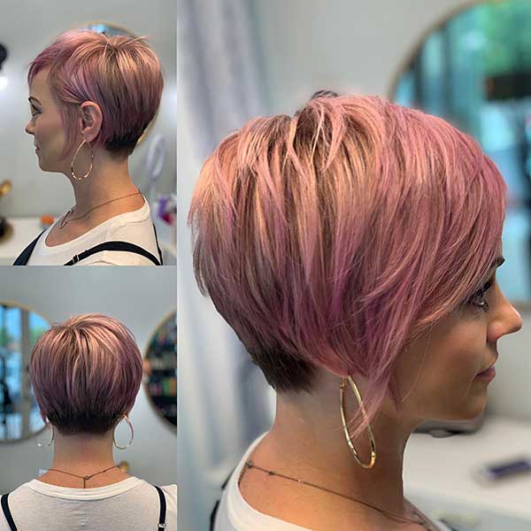 Pixie-Schnitt-rosa Haar