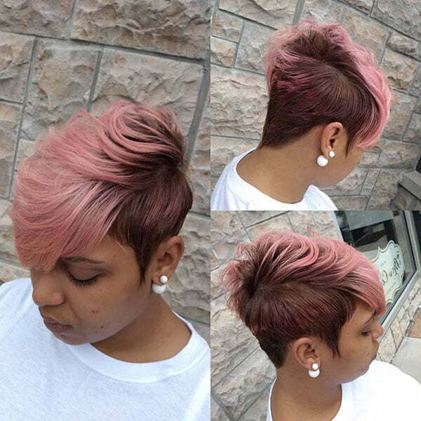 Kurze rosa Frisuren für schwarze Frauen