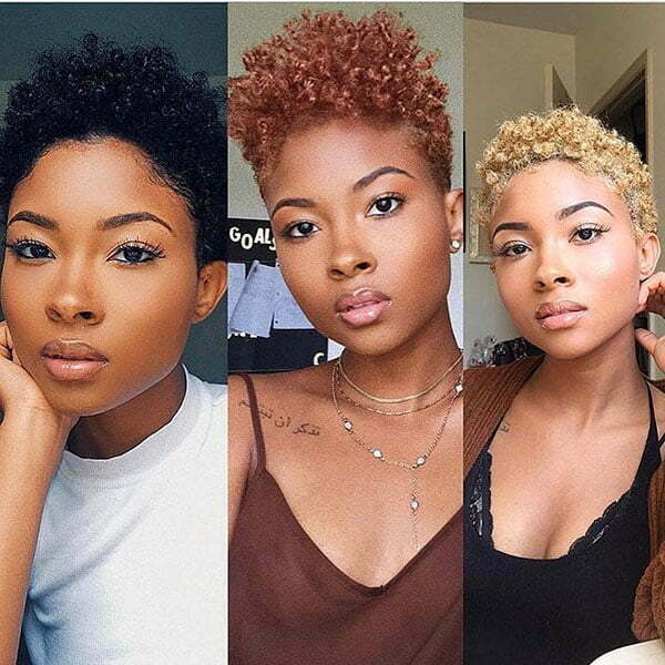 Kurze lockige Frisuren für schwarze Frauen 2023