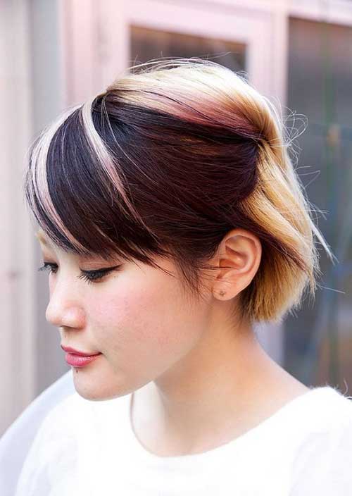 Asiatische zweifarbige Haarfarbe Kurze Frisuren