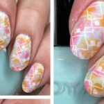 Retro Stamping über Frühlings-Trockenpinsel-Nagelkunst