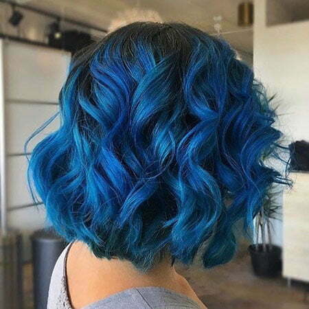 Lockiges Haar, Haarfarbe Ombre Blue