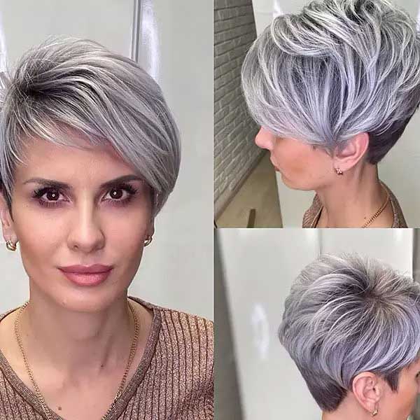Pixie-Haarschnitt für kurzes graues Haar