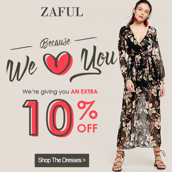 Genießen Sie zusätzliche 10 % Rabatt auf modische Kleider bei Zaful. Endet am 31.08.
