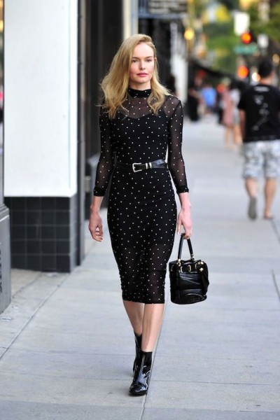 Kate Bosworths komplett schwarzes, transparentes Kleid