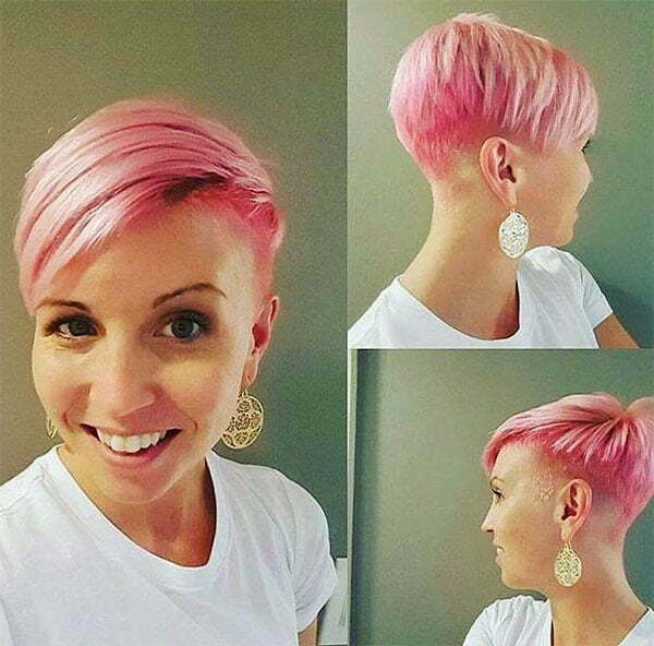 kurze haarschnitte für frauen rosa