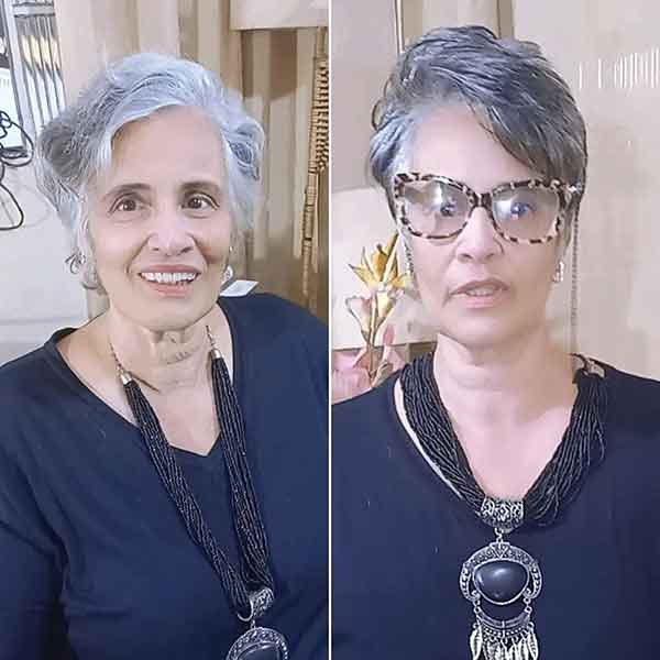 Pixie-Kurzhaarfrisuren für über 60 mit Brille