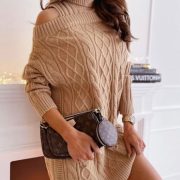 Langärmliges Vintage-Tunika-Pulloverkleid aus Baumwolle