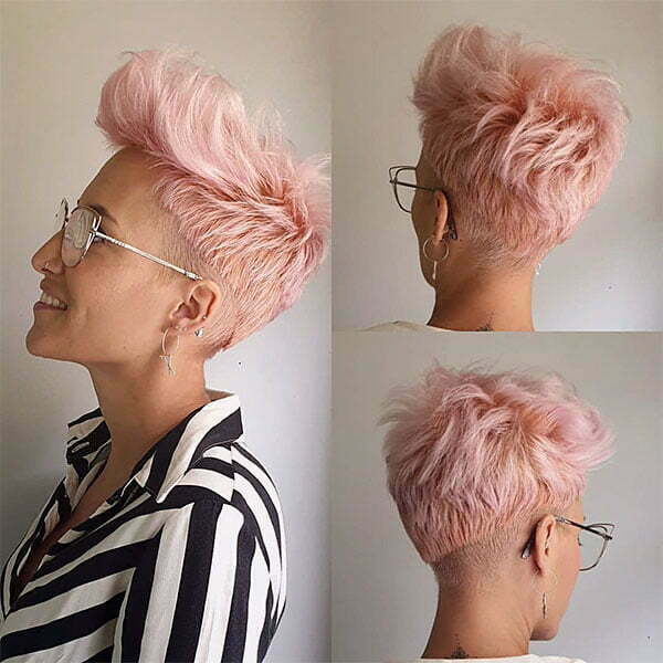 Kurzhaarschnitte mit rosa Haaren