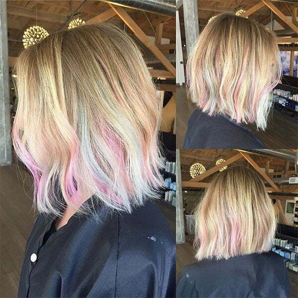 rosa Haare, kurze Haare