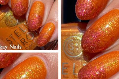 Einfache orangefarbene Nagelkunst mit Farbverlauf