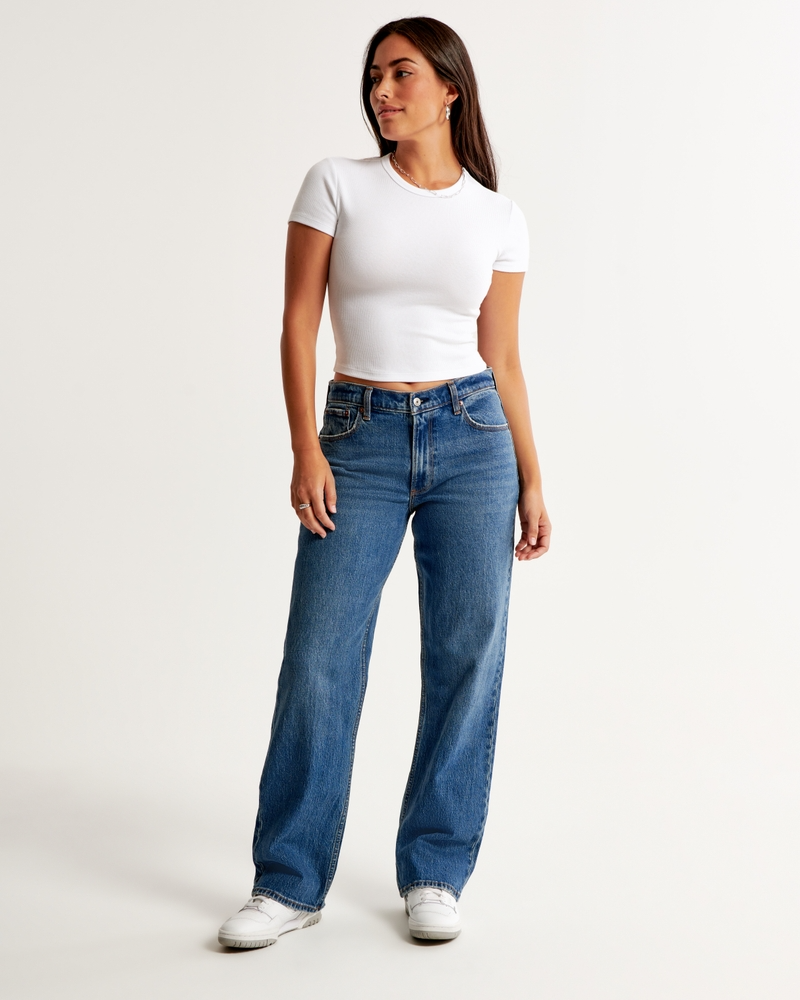 Abercrombie & Fitch Curve Love Baggy-Jeans mit niedrigem Bund