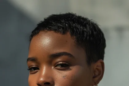 Kurzer, sich verjüngender Haarschnitt für schwarze Frauen