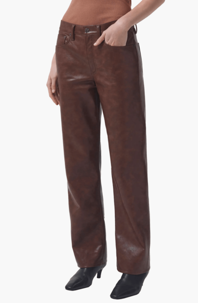 AGOLDE Sloane Hose aus recyceltem Leder mit hoher Taille und geradem Bein