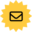 Ein E-Mail-Symbol auf schwarzem Hintergrund.
